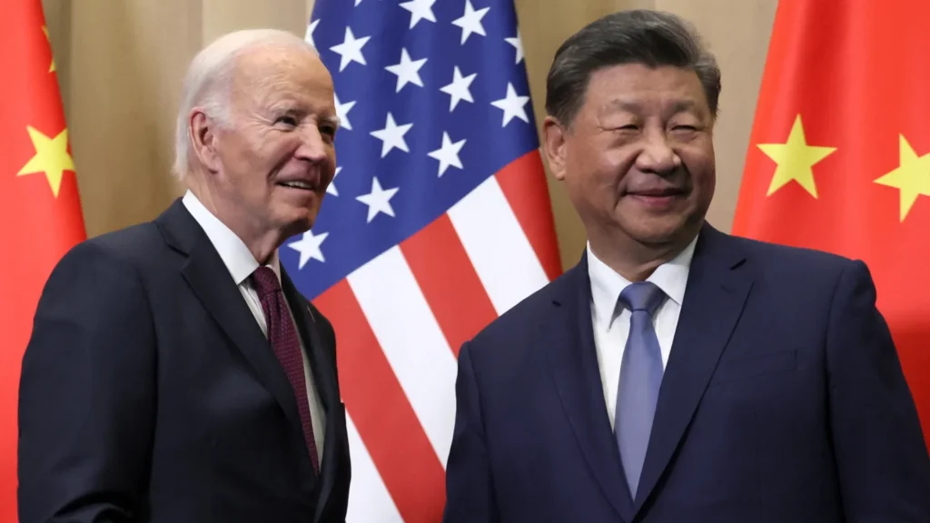 U.S. President Joe Biden meets with China’s President Xi Jinping on the sidelines of the APEC Summit in Lima, Peru, on Nov. 16, 2024. Leah Millis | Reuters