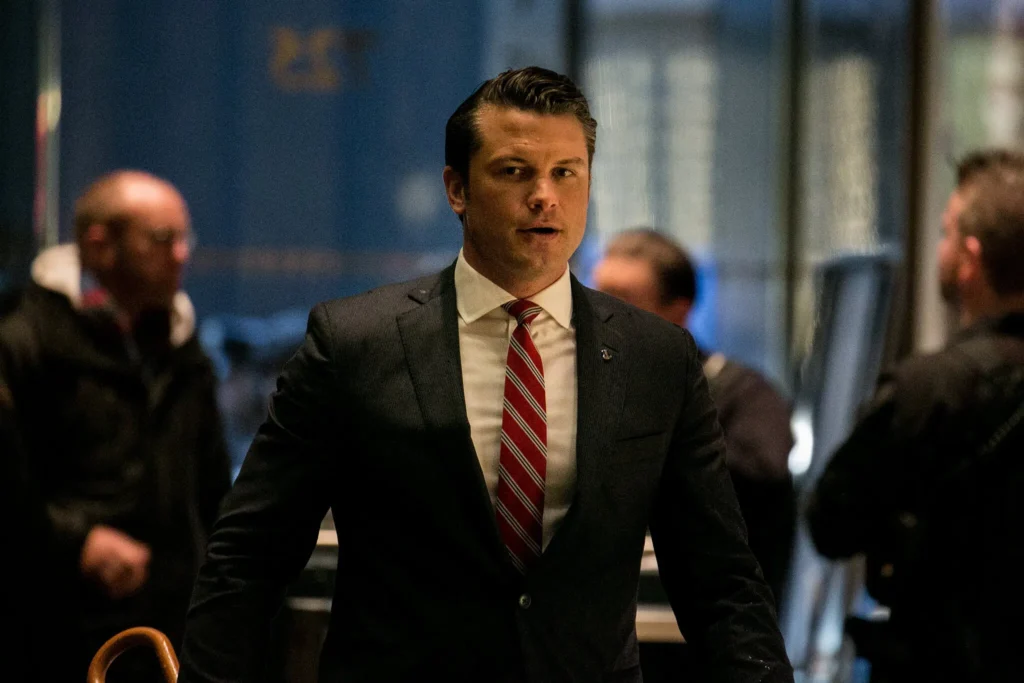 Pete Hegseth, a Fox News co-host, at Trump Tower in 2016.Credit...Sam Hodgson for The New York Times