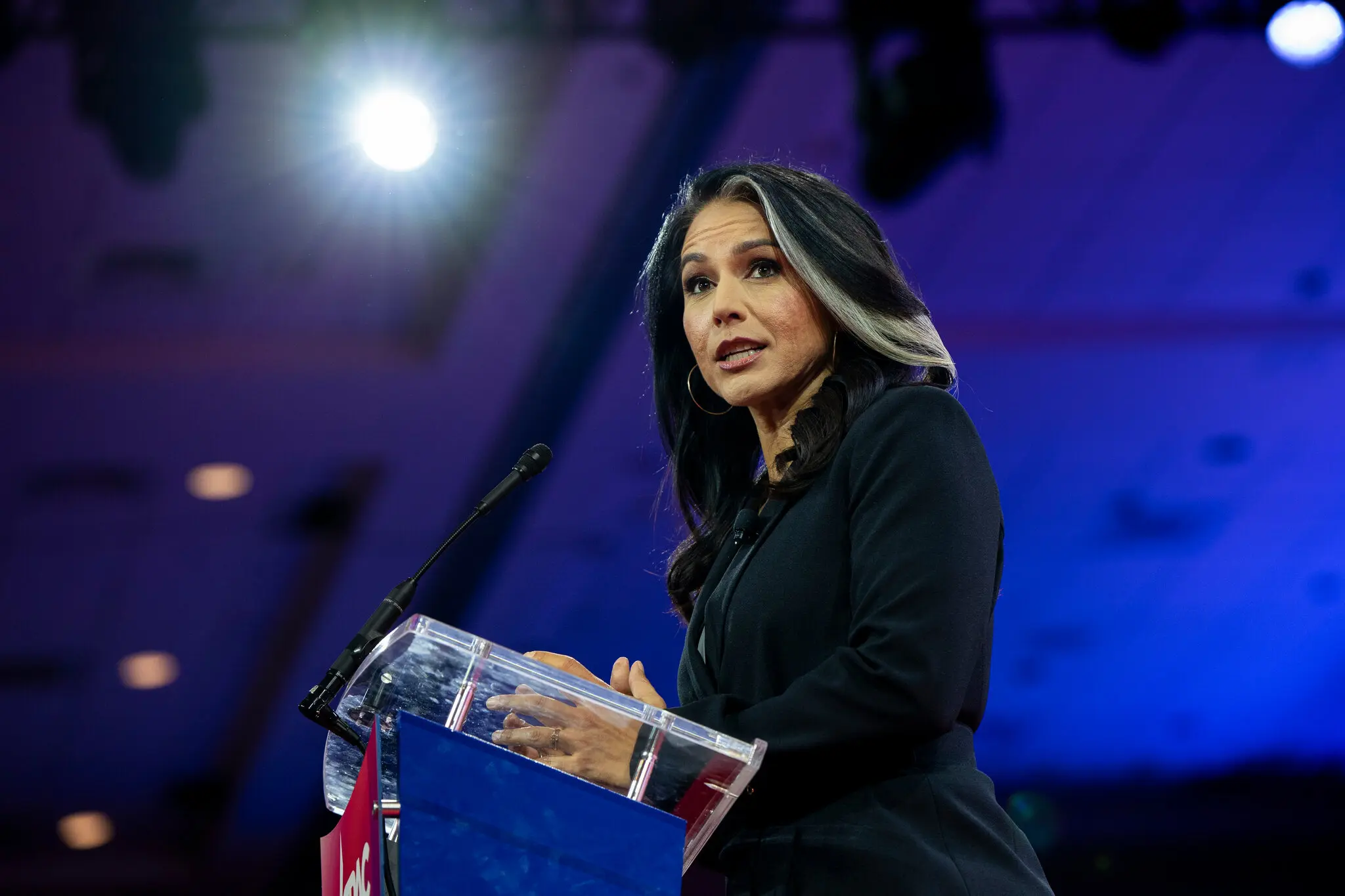 Tulsi Gabbard’s remarks have made her a darling of the Kremlin’s vast state media apparatus — and, more recently, of President-elect Donald J. Trump.Credit...Haiyun Jiang for The New York Times