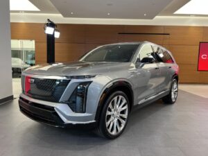 Even adults can climb into row three: The Cadillac Vistiq EV SUV at Cadillac of Manhattan. · Pras Subramanian