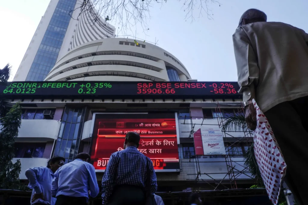 An electronic ticker outside the Bombay Stock Exchange.Photographer: Dhiraj Singh/Bloomberg