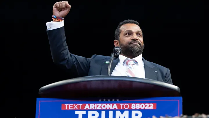 Kash Patel speaks during a campaign rally for former President Donald Trump at Findlay Toyota Center on Oct. 13, 2024, in Prescott Valley, Arizona. (Rebecca Noble/Getty Images)