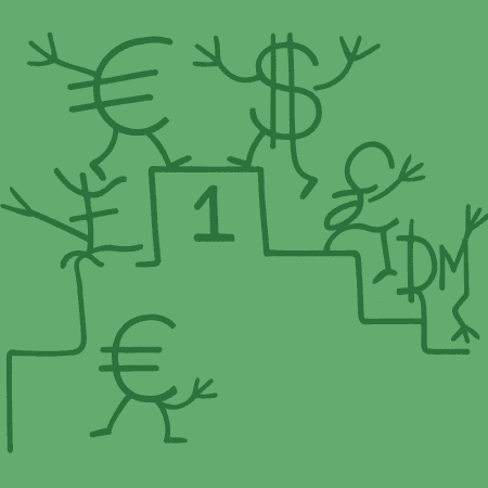 World Strongest Currencies fighting each other Dollar and Euro at top level.(Jeff Hangington/The NewYorkBudgets)