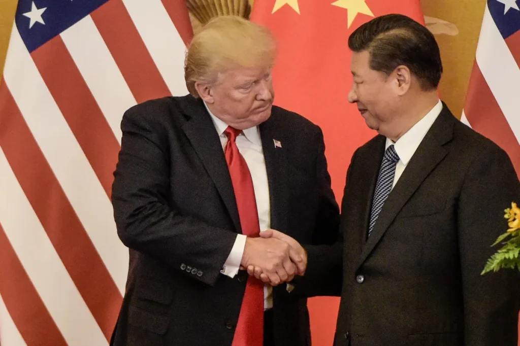 Donald Trump with Xi Jinping in 2017.Photographer: Fred Dufour/AFP/Getty Images