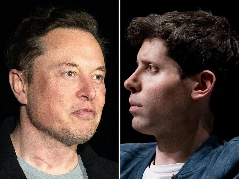 Elon Musk, owner of artificial intelligence start-up xAI, and OpenAI CEO Sam Altman. (Jim Watsonjoel Saget/AFP/Getty Images)