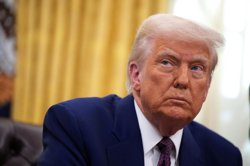 President Donald Trump delivers remarks after signing an executive order on reciprocal tariffs in the Oval Office at the White House in Washington, DC, on February 13. Andrew Harnik/Getty Images