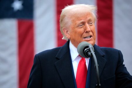 President Donald Trump speaking in the Rose Garden at the White House on April 2, 2025, in Washington, DC. (Chip Somodevilla / Getty Images)