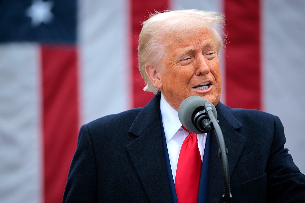 President Donald Trump speaking in the Rose Garden at the White House on April 2, 2025, in Washington, DC. (Chip Somodevilla / Getty Images)