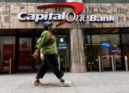 A Capital One bank in Midtown Manhattan in 2020. (Noam Galai/Getty Images)