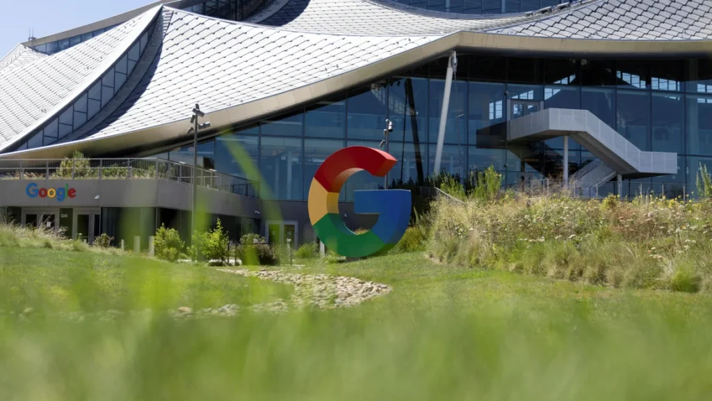 The Google logo during the Made by Google event in Mountain View, California on August 13, 2024. (Manuel Orbegozo/Reuters/File)