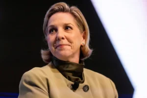 Since becoming Tesla’s board leader in 2018, Robyn Denholm has made more than $530 million in profit from selling Tesla shares, far more than her peers at the most valuable U.S. companies. (Christine Chen/Reuters)
