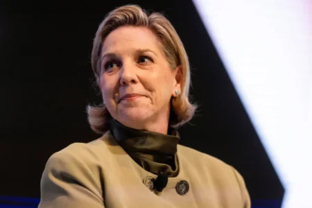 Since becoming Tesla’s board leader in 2018, Robyn Denholm has made more than $530 million in profit from selling Tesla shares, far more than her peers at the most valuable U.S. companies. (Christine Chen/Reuters)