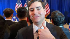 Crypto investor Nicholas Pinto attends President Donald Trump’s gala dinner for people who spent the most money on Trump’s meme coin, $TRUMP, in a contest, at Trump National Golf Club in Potomac Falls, Virginia, May 22, 2025. (Nicholas Pinto)