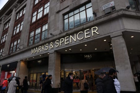 Pedestrians walk past the Marks & Spencer store near Marble Arch on Oxford Street, in London, Britain, February 29, 2024. (REUTERS/Hollie Adams/ File Photo)