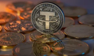 The Tether (USDT) stablecoin logo.(Costfoto/Nurphoto/Getty Images)
