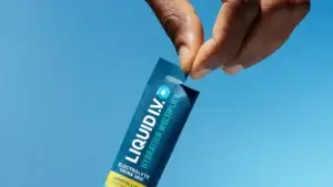 A packet of Liquid I.V., which is mixed with water. (Courtesy Liquid I.V)