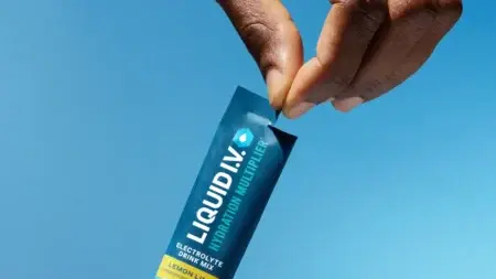 A packet of Liquid I.V., which is mixed with water. (Courtesy Liquid I.V)