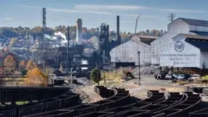 The Edgar Thomas Plant of the United States Steel Corporation in Braddock, Pennsylvania, on October 27, 2022. (Branden Eastwood/AFP/Getty Images)