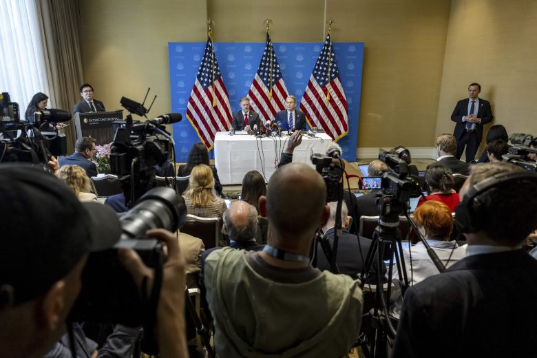 Treasury Secretary Scott Bessent in Geneva on Monday. (Fabrice Coffrini/AFP/Getty Images)