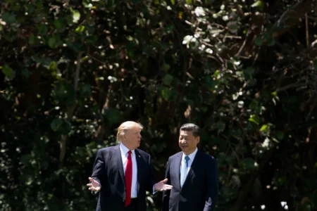 President Donald Trump and Chinese leader Xi Jinping at Trump’s Mar-a-Lago estate in 2017. (Jim Watson/AFP/Getty Images)