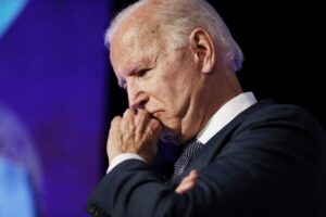 Democratic U.S. presidential candidate and former Vice President Joe Biden pauses while speaking at the SEIU Unions for All Summit on October 4, 2019 in Los Angeles, California. (Mario Tama/Getty Images)