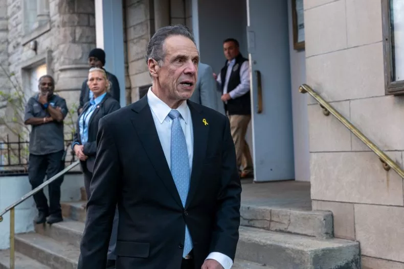 Former New York Governor Andrew Cuomo speaks outside the West Side Institutional Synagogue on April 1, 2025, in New York City. (Spencer Platt/Getty Images)