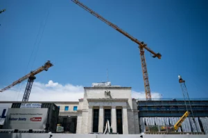 Construction on the Marriner S. Eccles Federal Reserve building in Washington (Samuel Corum/Bloomberg)