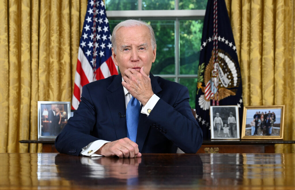 US President Joe Biden addresses the nation on averting default and the Bipartisan Budget Agreement, in the Oval Office of the White House in Washington, DC, June 2, 2023. (JIM WATSON/Pool via REUTERS/File Photo)