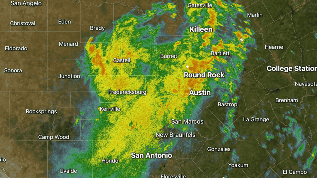 Radar loop captured around 2:40 p.m. CT. (RadarScope)