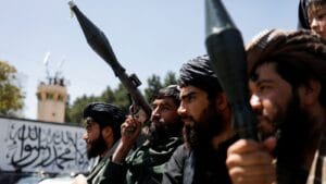 Up to 7,000 Afghans are being relocated to the U.K. through a secret program following a Ministry of Defense data breach Taliban members on the second anniversary of the fall of Kabul. (Reuters)