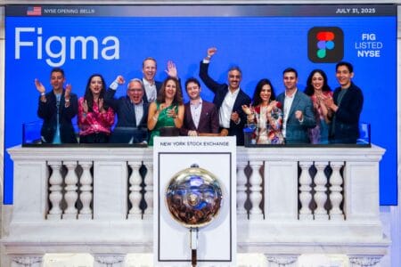 Figma celebrates its initial public offering at the New York Stock Exchange on July 31, 2025. © NYSE