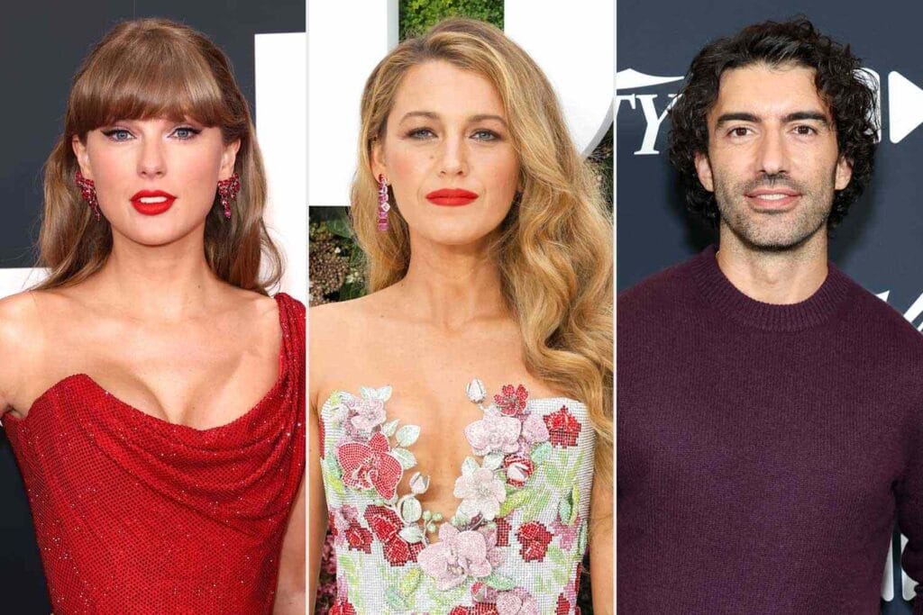 Taylor Swift, Blake Lively, Justin Baldoni. © Matt Winkelmeyer/Getty; Lia Toby/Getty; Araya Doheny/Variety via Getty