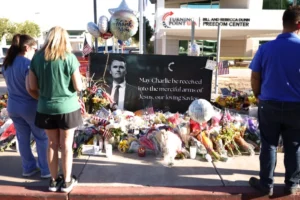 Turning Point USA to Hold Memorial for Founder Charlie Kirk Arizonans mourn Turning Point USA Founder Charlie Kirk outside of the Turning Point USA headquarters in Phoenix on Sept. 12, 2025. © Charly Triballeau/AFP via Getty Images