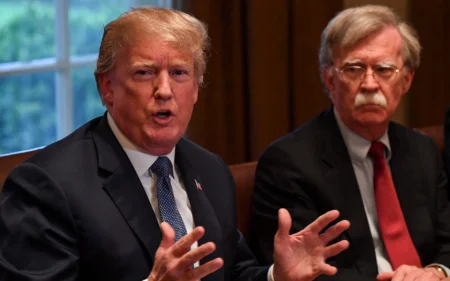 Donald Trump described John Bolton (right), his former aide, as ‘a bad person’ © Ricky Carioti/Getty Images
