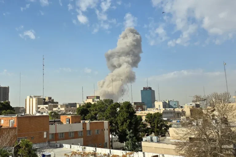 A plume of smoke rises after an explosion in Tehran [Getty Images]
