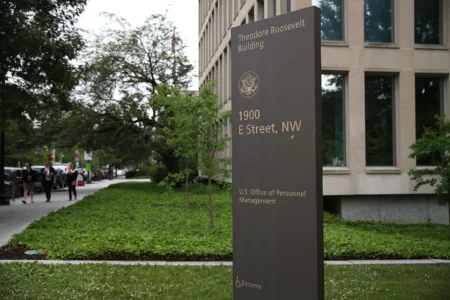 The Theodore Roosevelt Federal Building that houses the Office of Personnel Management headquarters is shown June 5, 2015 in Washington, DC. U.S. © Mark Wilson/Getty Images