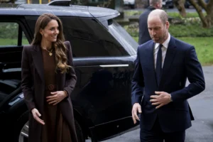 The Prince and Princess of Wales arrive at Lambeth Palace in London on Thursday. (Aaron Chown/Reuters)