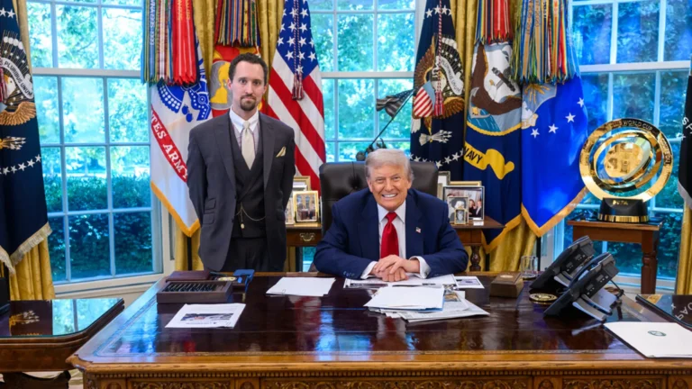 EJ Antoni, left, in the Oval Office with Donald Trump. Antoni says higher energy prices are going to ‘put upward pressure on prices throughout the economy’ (YouTube)