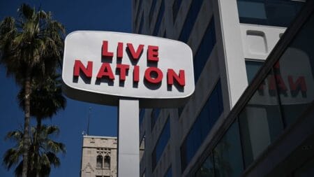 Live Nation signage outside of its offices in Hollywood, California. (Patrick T. Fallon/AFP/Getty Images)