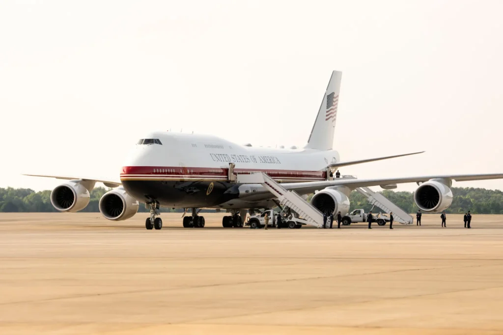 The newer jet before its maiden flight as Air Force One last week. President Trump denied on Wednesday that the change in his aircraft from Turkey was made because of security concerns.Credit...Doug Mills/The New York Times