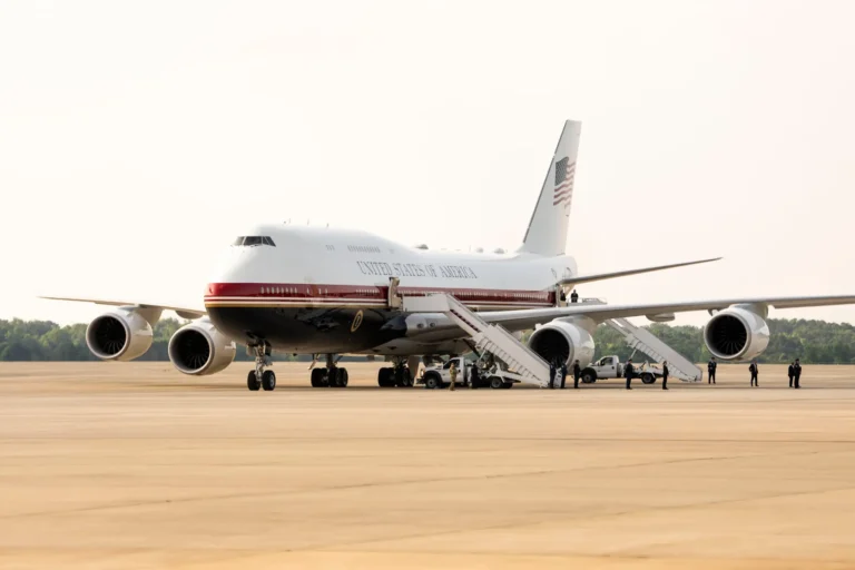 The newer jet before its maiden flight as Air Force One last week. President Trump denied on Wednesday that the change in his aircraft from Turkey was made because of security concerns.Credit...Doug Mills/The New York Times