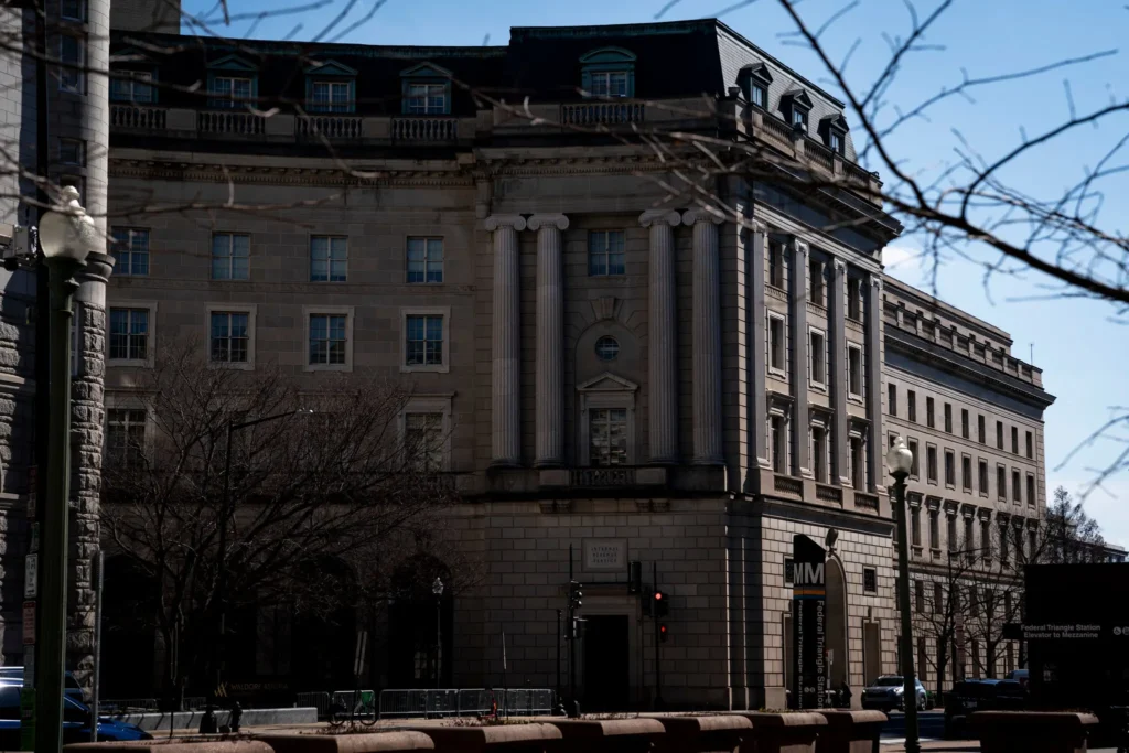 The Internal Revenue Service office building in Washington. President Trump sued the I.R.S. in January, blaming it for the leak of his tax returns during his first term. (Haiyun Jiang/The New York Times)
