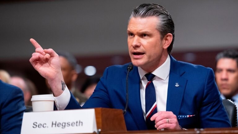Defense Secretary Pete Hegseth clashed with Democratic lawmakers in Congress for a second day Thursday, rejecting senators' accusations that the Iran war was launched without evidence of an imminent threat and waged with no coherent strategy. (AP Photo/Cliff Owen)