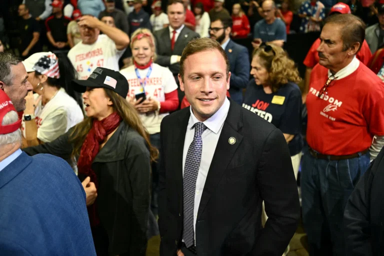 Max Miller, fighting domestic abuse allegations, scrambles to hold House seat Rep. Max Miller (R-Ohio), attends a campaign rally in Youngstown, Ohio on Oct. 12. (Kent Nishimura/AFP/Getty Images)