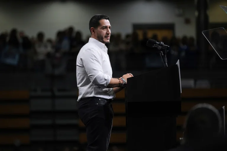 El-Sayed distances himself from ad tying Gaza war to increased costs Abdul El-Sayed, Michigan's Democratic nominee for the U.S. Senate, speaks during a campaign event in Detroit on Oct. 24. (Paul Sancya/AP)